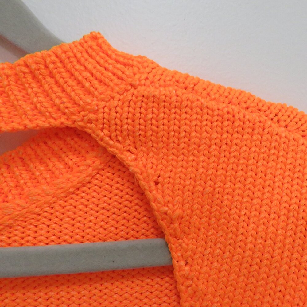 LES REVERIES Cutout Knitted Cropped Sweater Top in Orange - Size L - Picture 8 of 13